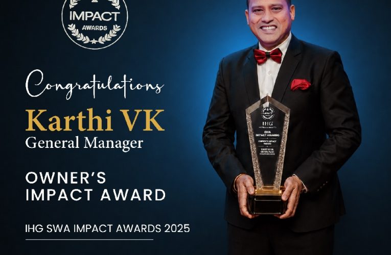 Crowne Plaza Dhaka Gulshan GM Karthi VK Receives Prestigious IHG Owners Impact Award